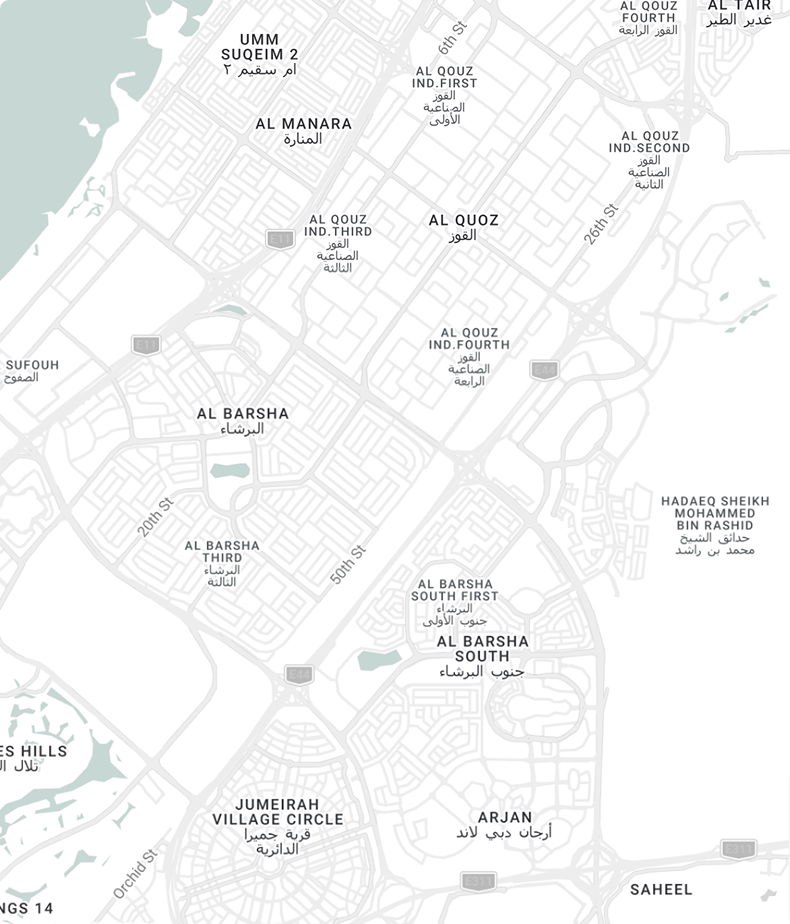 Map showing Saffron Hospitality atelier location in Dubai