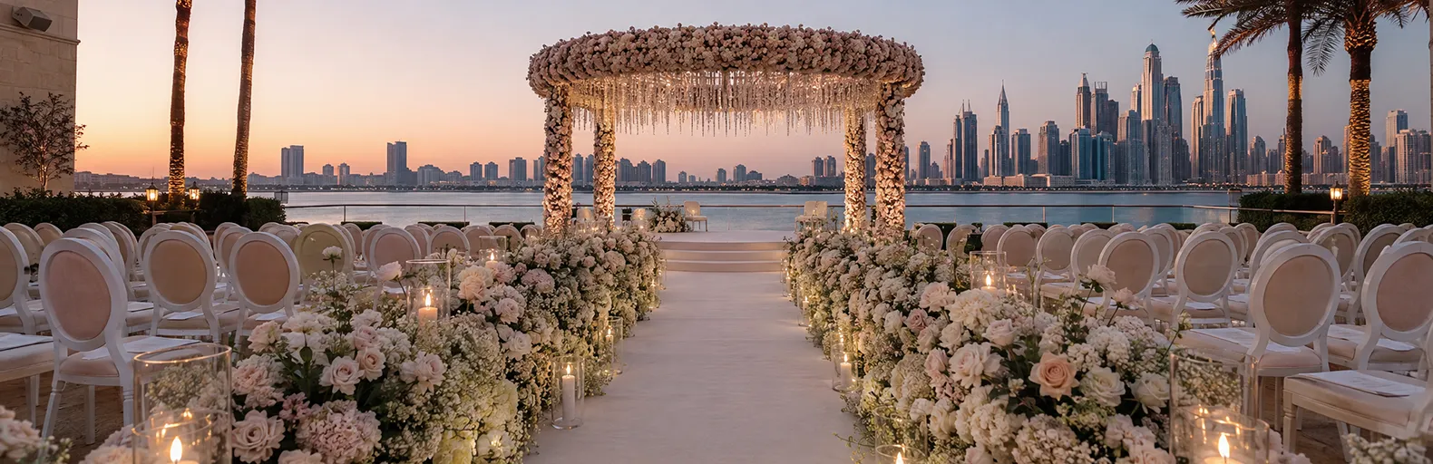 Formal wedding reception dining setup